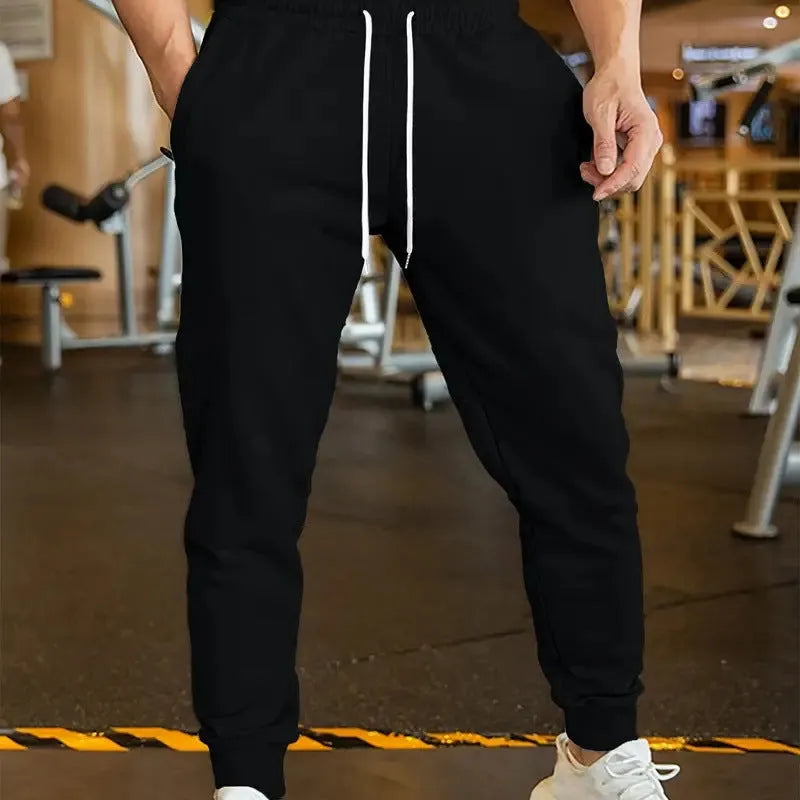 Men's loose-fitting linen-style leisure trousers with elastic drawstring waist in various sizes