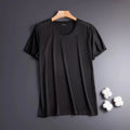 Men's ice silk short sleeve T-shirt in solid colours with crew neck and loose fit