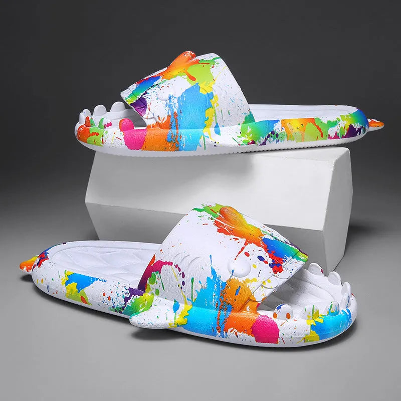 Shark design EVA home slippers open toe casual style available sizes 36-45