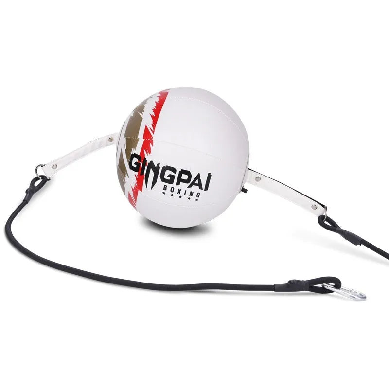 Black and green PU hanging boxing speed ball for reaction training.
