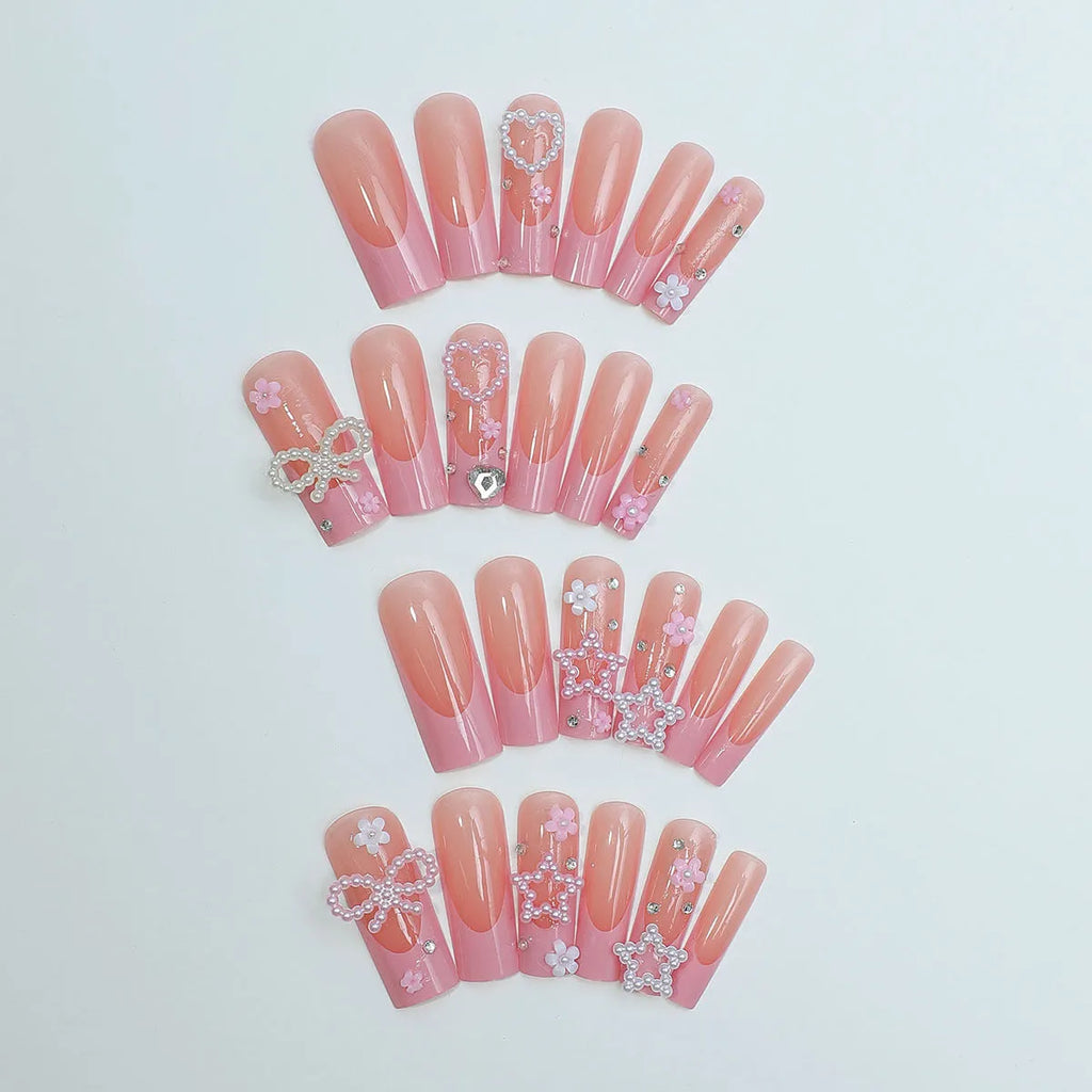 Nail art water transfer decal sheet showing French tip design with spot drill bow pattern in XB-70-48 colour.