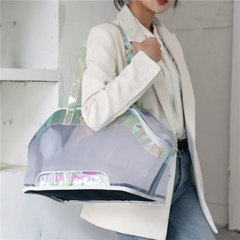 25 litre leather pet carrier bag in Milan White for small dog and cat transport