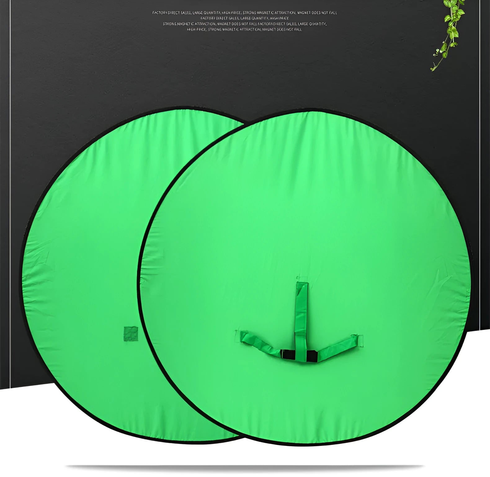Foldable reflector for chair photography in green nylon with steel spring frame, 150x200cm
