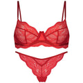 Women's black French bra and bikini set with fixed double shoulder straps