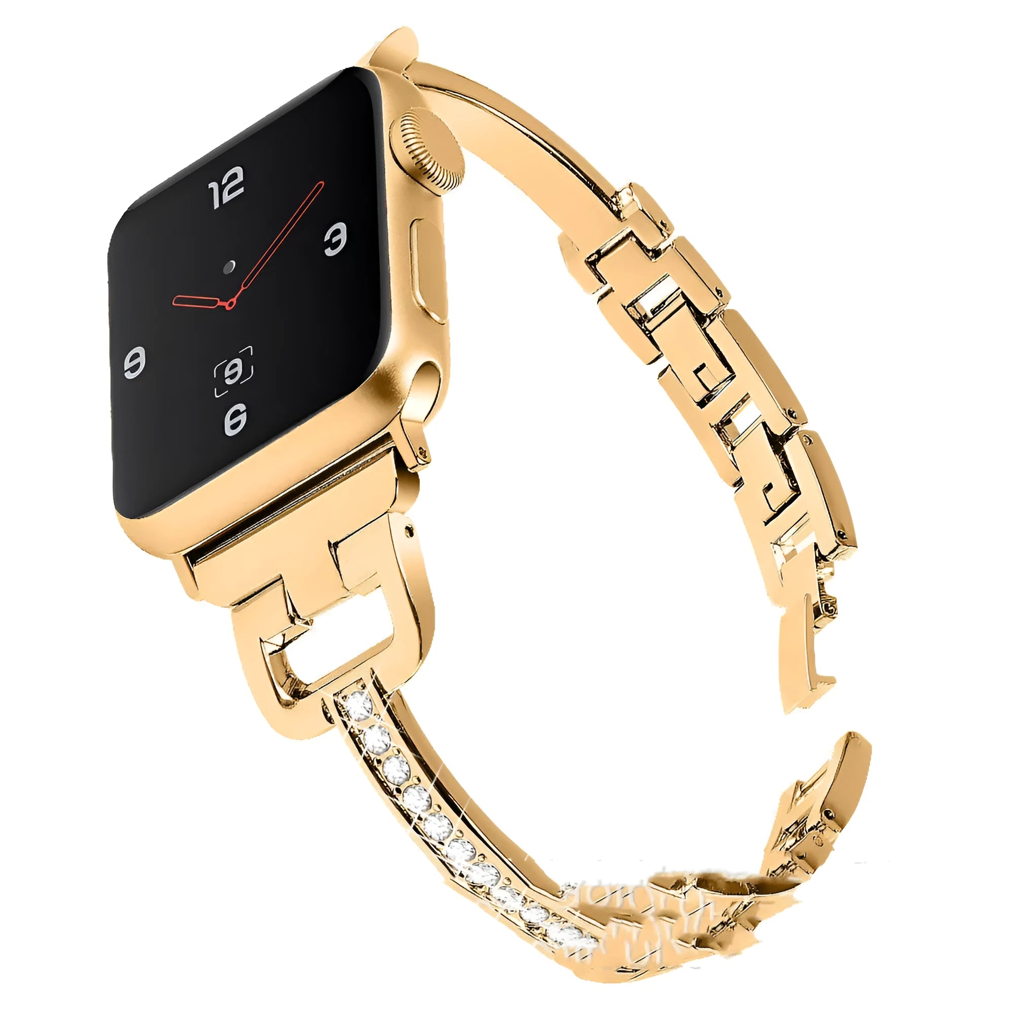 D-shaped metal diamond pattern strap for Apple Watch in multiple colour options