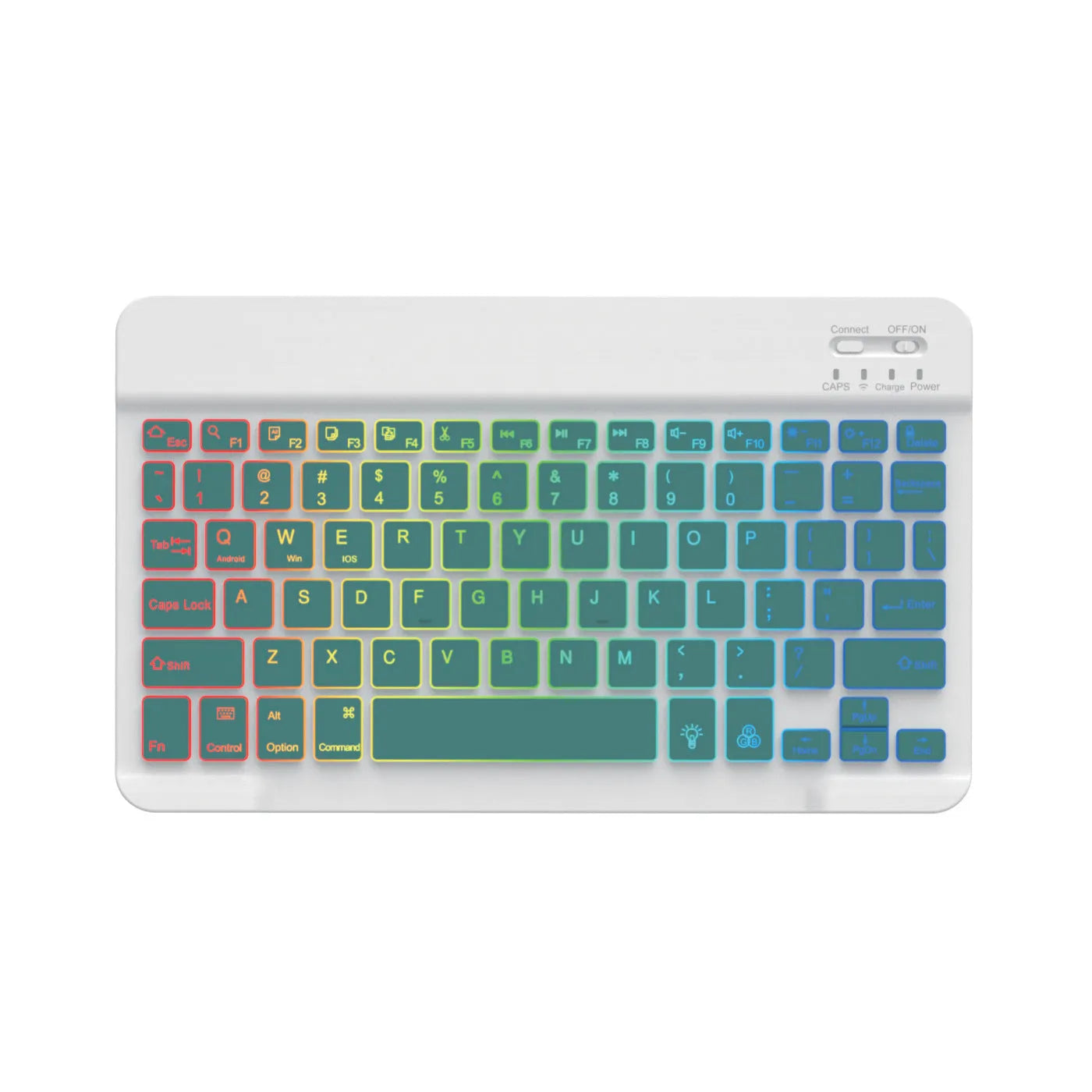 10-inch Bluetooth keyboard for tablets with colourful backlight in one of eight body colour options