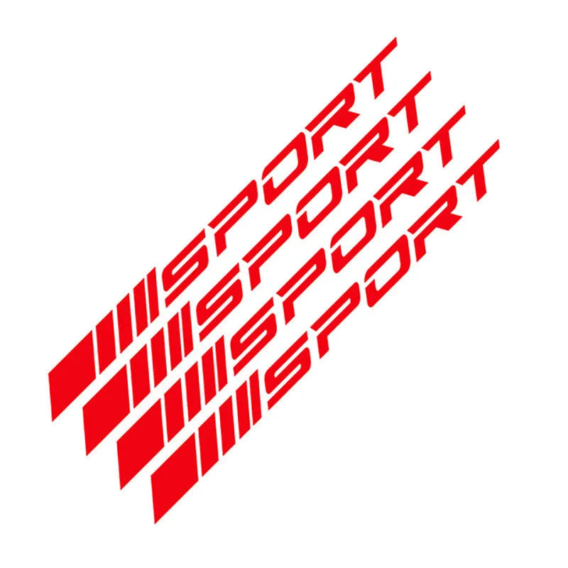 Sports design hollow car rim stickers in red, black and white colours for alloy wheel customisation