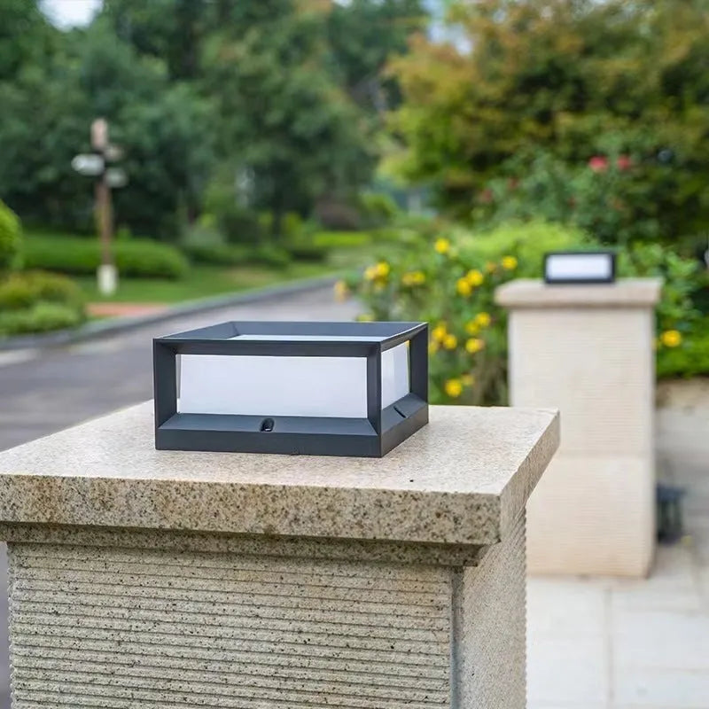 Aluminium outdoor solar LED pillar light for wall or door mounting.