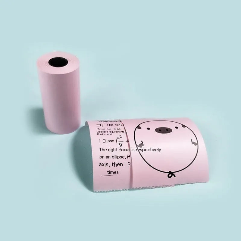 Box containing three rolls of 57mm by 30 metre pink and yellow blue thermal printing paper.