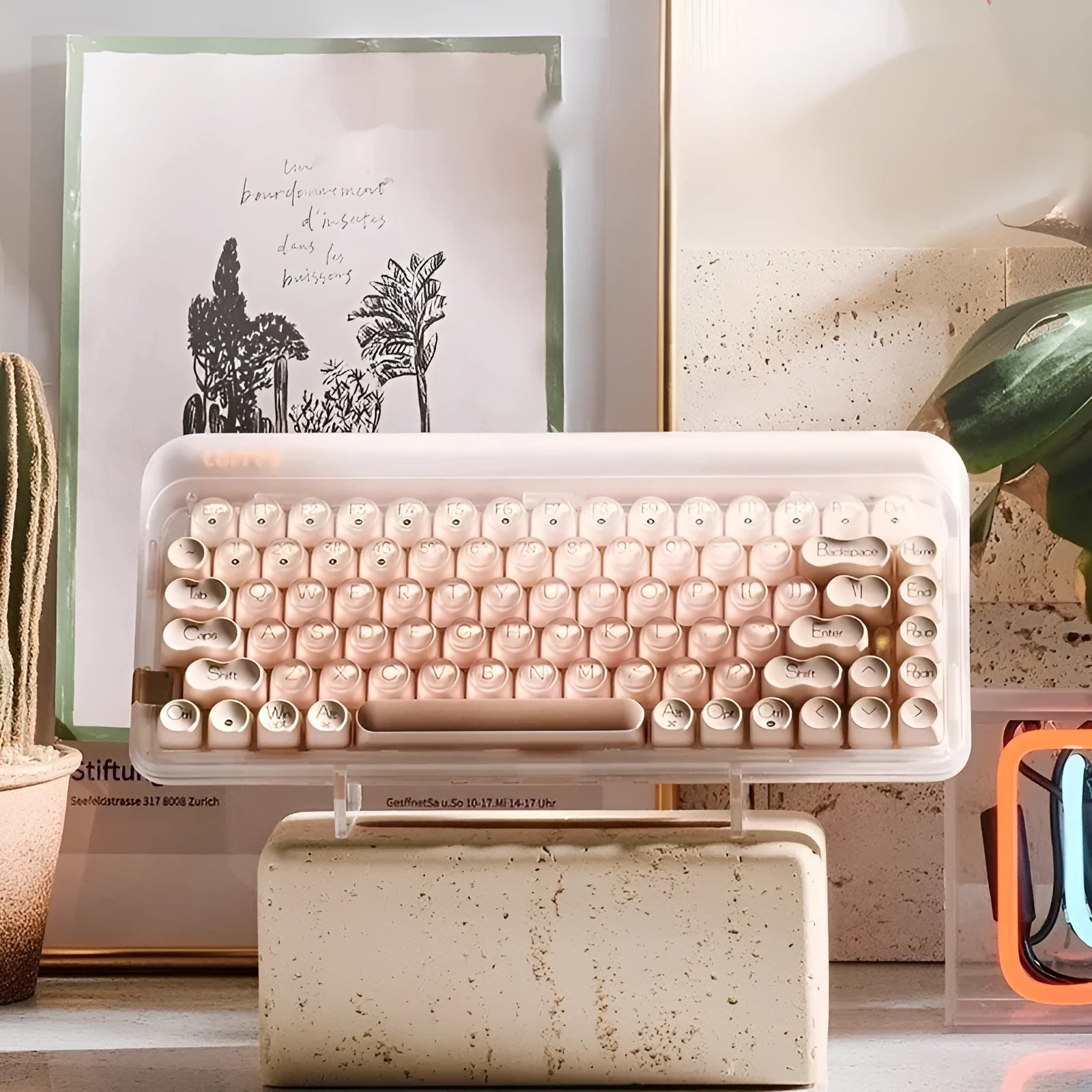 Liquid foundation colour wireless mechanical keyboard set with mouse, lamp, and calculator