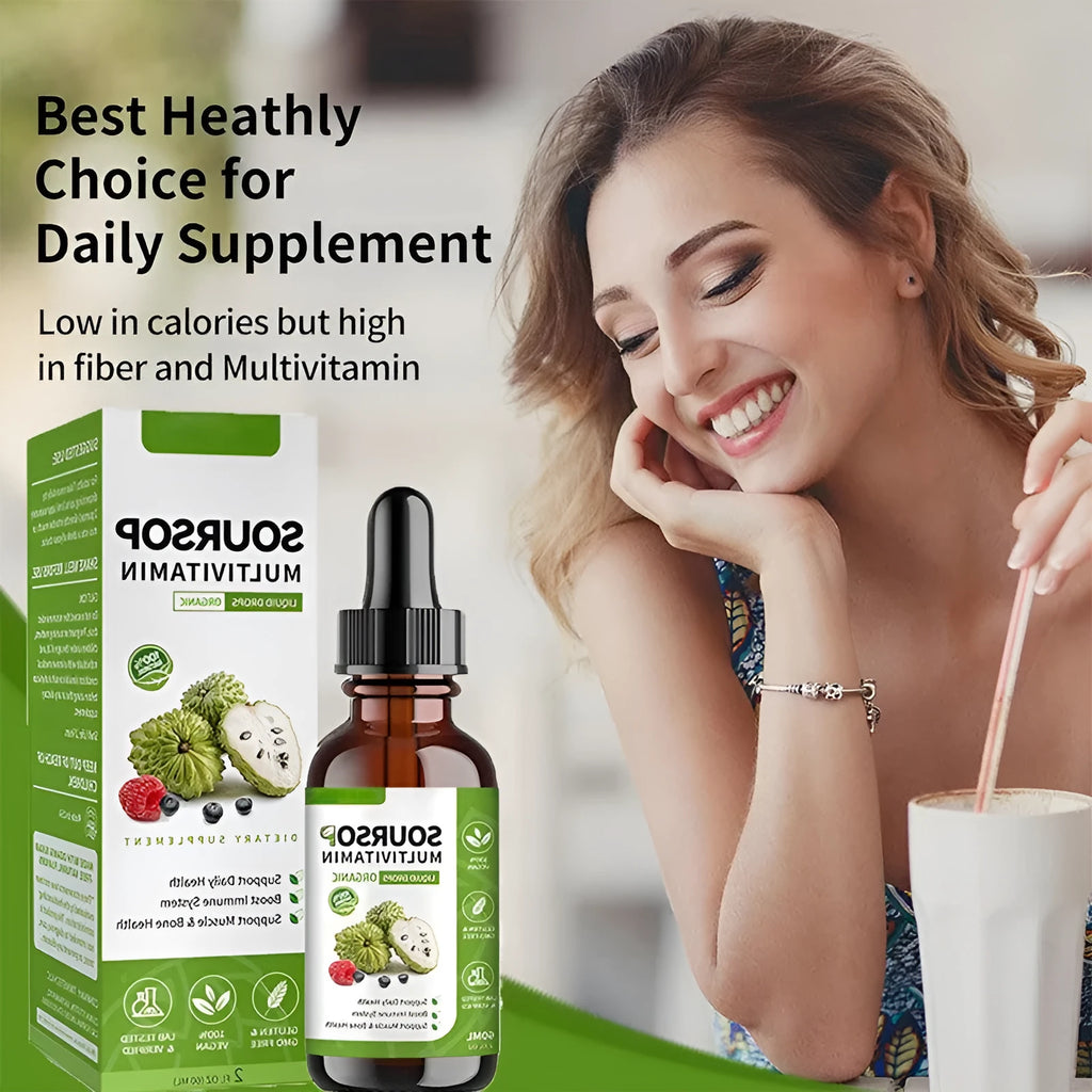 60ml bottle of Annona prickly fruit and lychee flavoured edible care drops for adults.