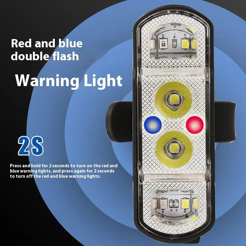 Black USB rechargeable bicycle headlight with wave induction sensor on a bike handlebar