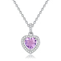 Women's sterling silver heart pendant necklace with natural coloured gemstone on cross chain