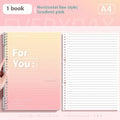 Removable coil gradient notepad with PP cover in green, blue, pink, and purple colour options