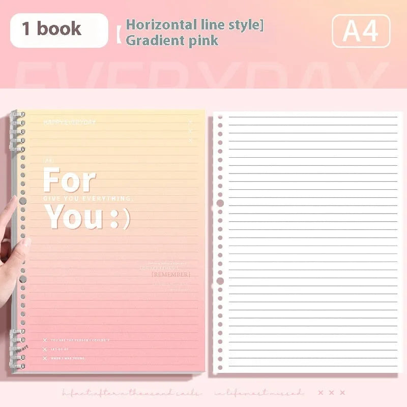 Removable coil gradient notepad with PP cover in green, blue, pink, and purple colour options