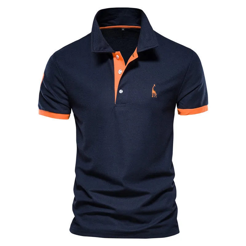 Men's slim fit short sleeve t-shirt with embroidered deer design on chest in multiple colour options