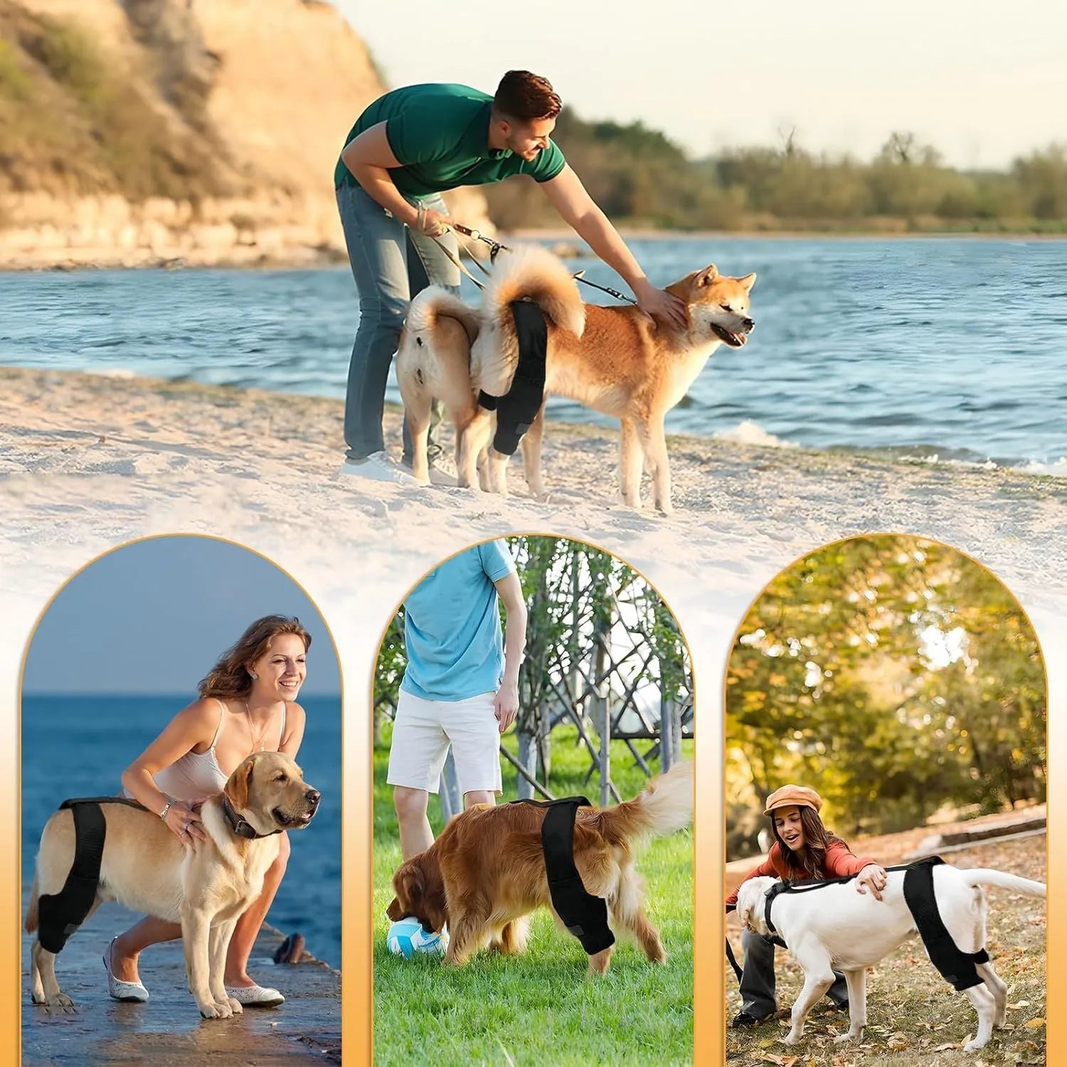 Adjustable dog leg protector knee brace with non-slip inner layer in size S M L for joint support
