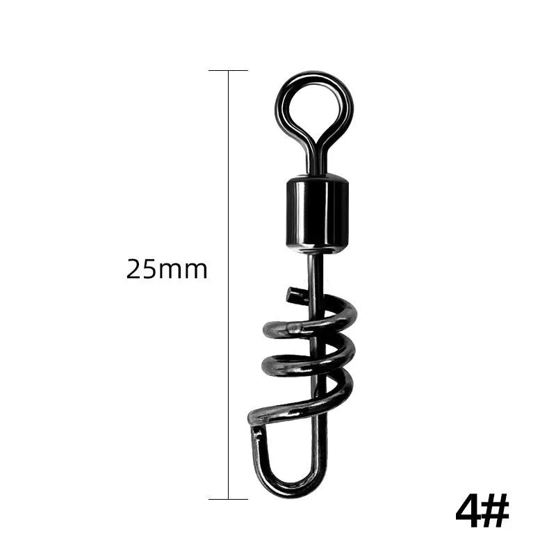 Stainless steel fishing swivel connector with 8-shaped ring in multiple colour-coded sizes