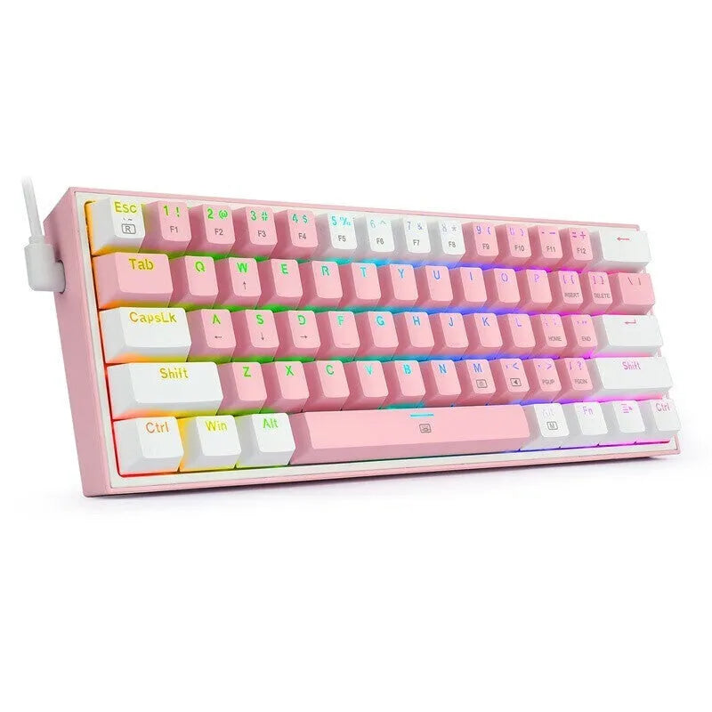 k617 RGB backlit mechanical keyboard with dual keycaps in white pink colour option