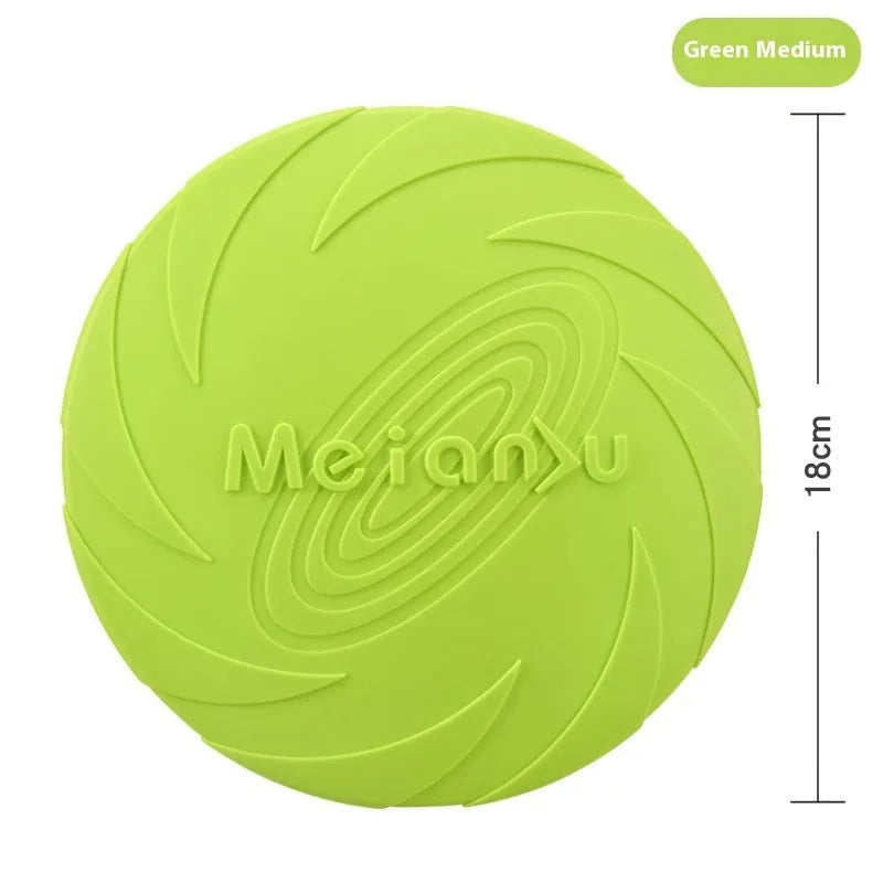 Soft rubber dog flying disc toy in red, blue or green colour for outdoor walking and travel