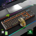 T3 wireless charging keyboard and mouse set with backlit keys and USB interface in black, white, or blue colour options