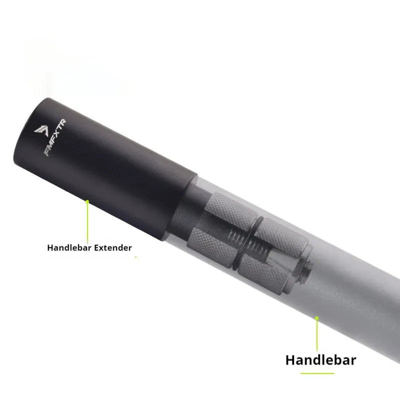 Pair of aluminium alloy handlebar extension rods showing folding mechanism and adjustable length