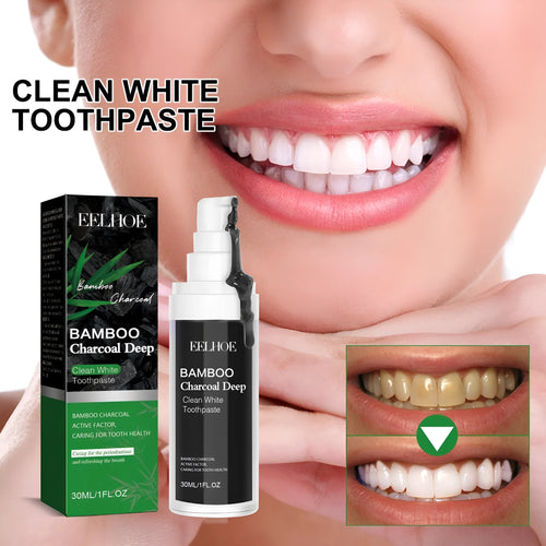 30ml bamboo charcoal bright white toothpaste tube showing dimensions and aluminium packaging
