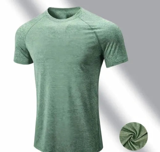 Men's quick-dry stretch t-shirt in polyester fabric, round neck short sleeve design