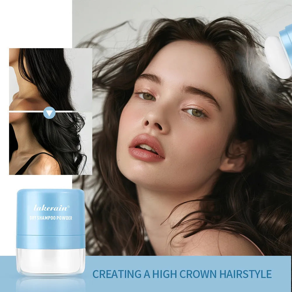 Single sachet of 5g dry hair cleaning powder with sponge headband mirror applicator
