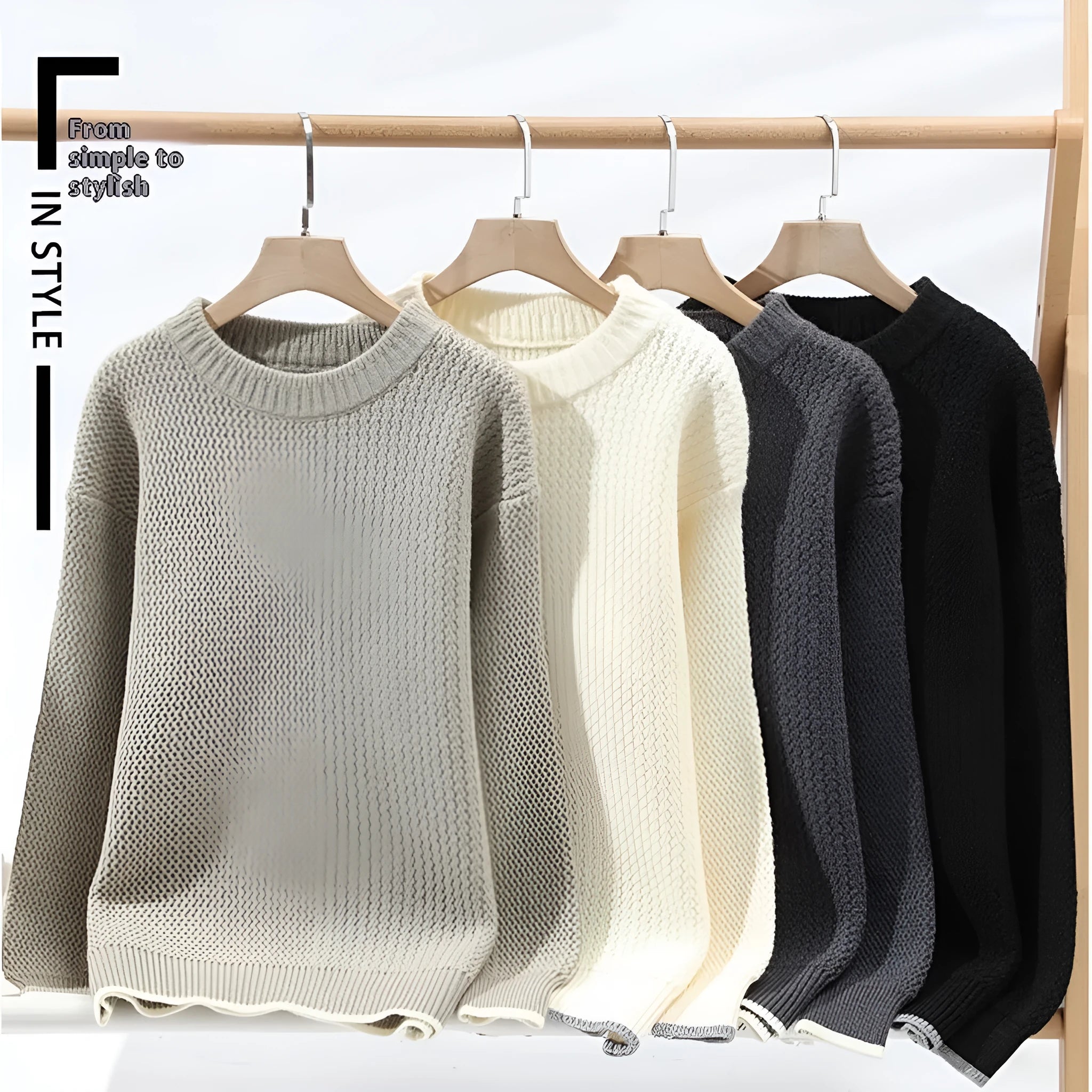 Men's loose fit pullover sweater in chemical fibre blend for autumn wear