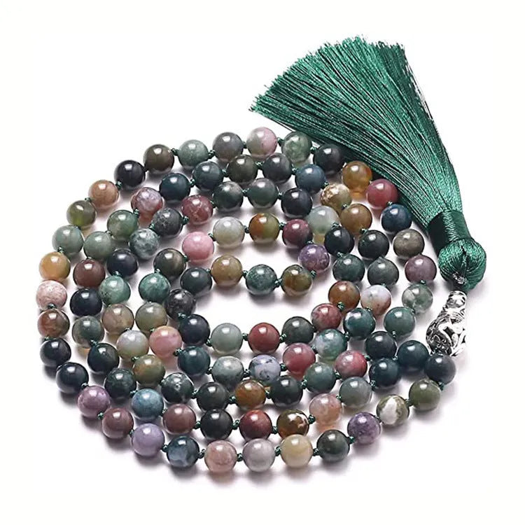 95-100cm agate tassel necklace with geometric pattern and mixed stone beads including amethyst and lapis lazuli