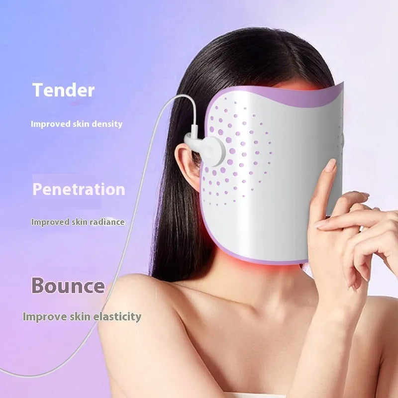 White and purple photon IPL beauty mask device with spectrometer for home skin treatment