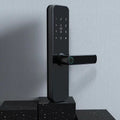 Alloy wooden door fingerprint lock in black finish for keyless entry home security