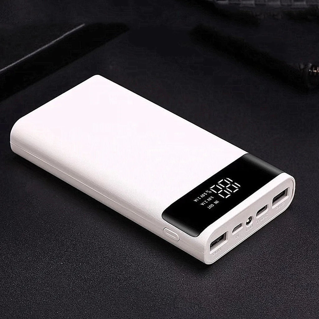 Digital display power bank DIY kit showing black shell with multiple USB ports