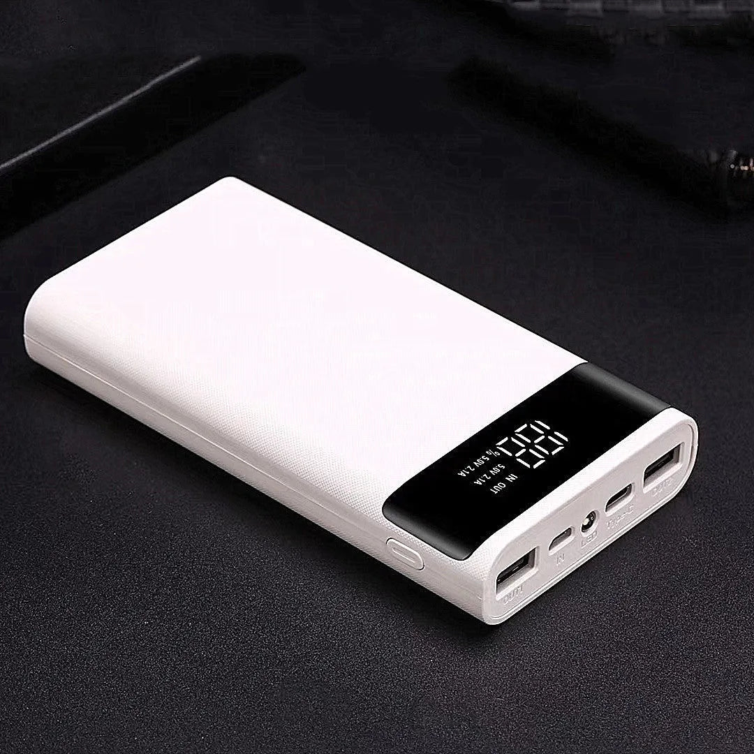 Digital display power bank DIY kit showing black shell with multiple USB ports