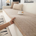 Lambswool thickened non-slip plush sofa cushion in solid colour, available in 70x150cm size