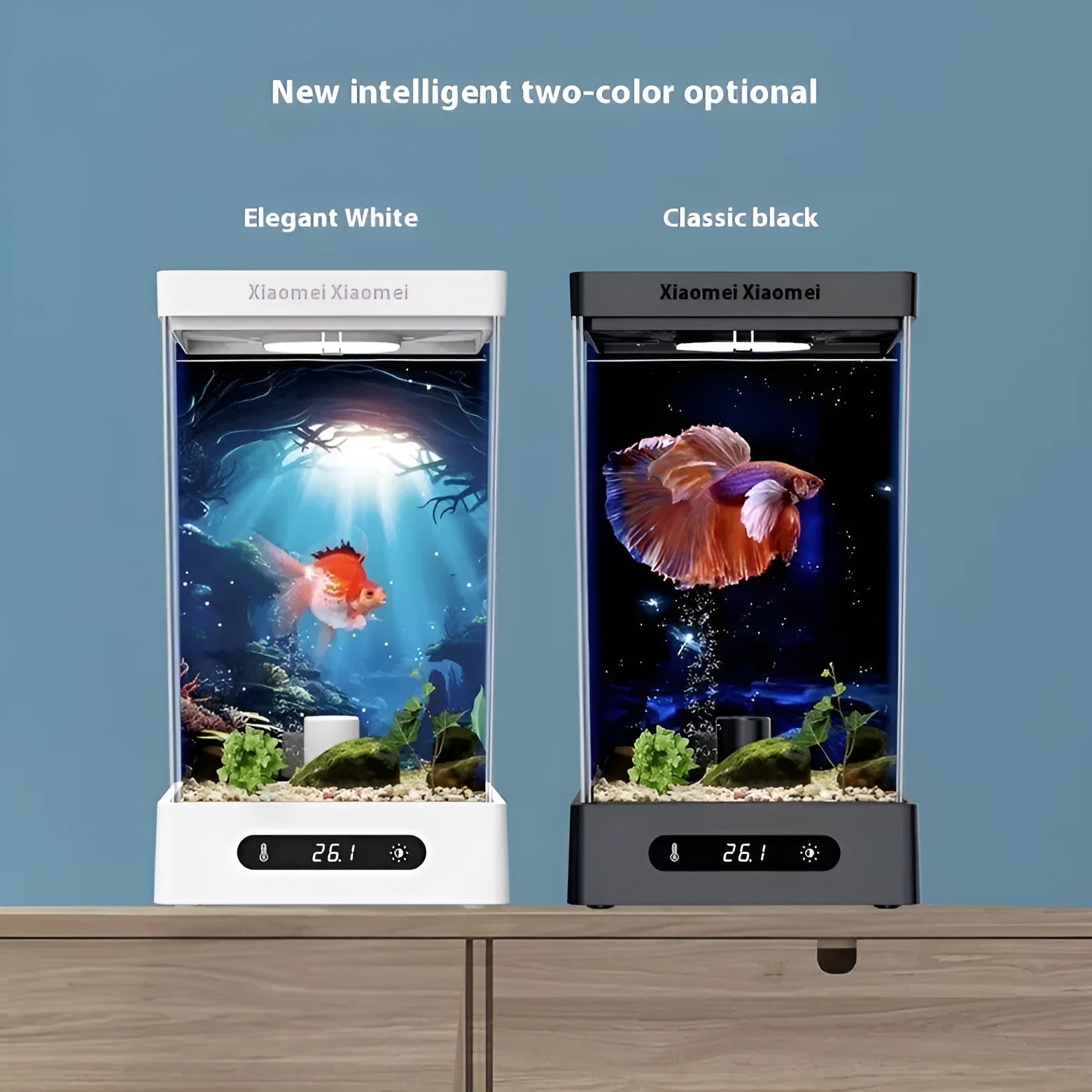Bluetooth Douyu cylinder small fish tank in plastic, white colour, with data cable