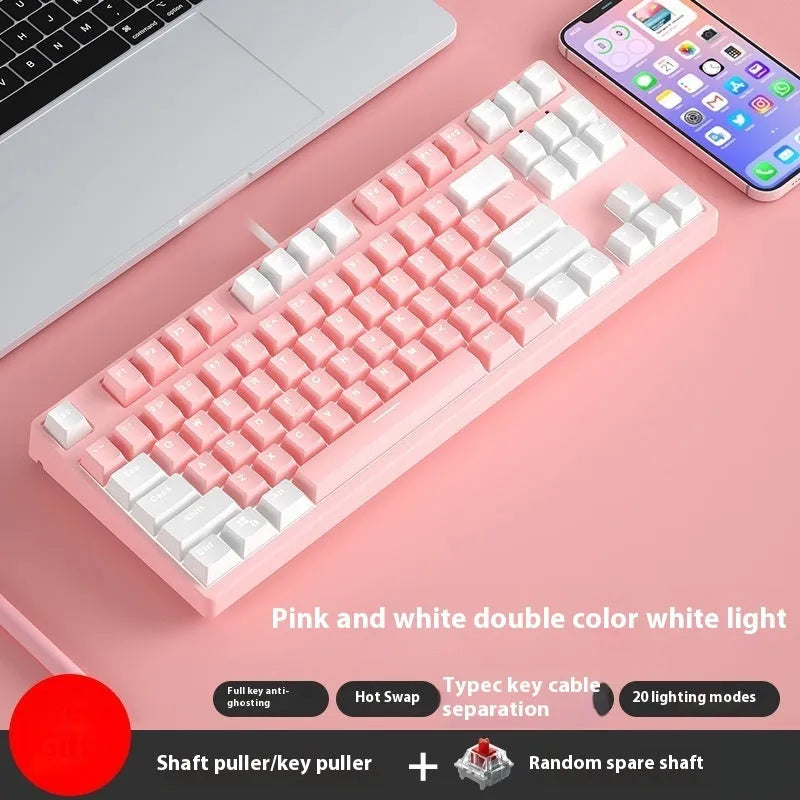 87-key tenkeyless mechanical keyboard in a dual-colour keycap design with metal frame