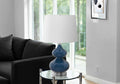 Blue crystal glass desk lamp with cloth lampshade for children's room, 64cm tall