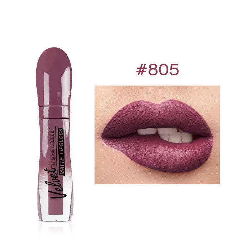Matte fog lipstick in shade C802 on a white background showing the slim 11.8cm stick