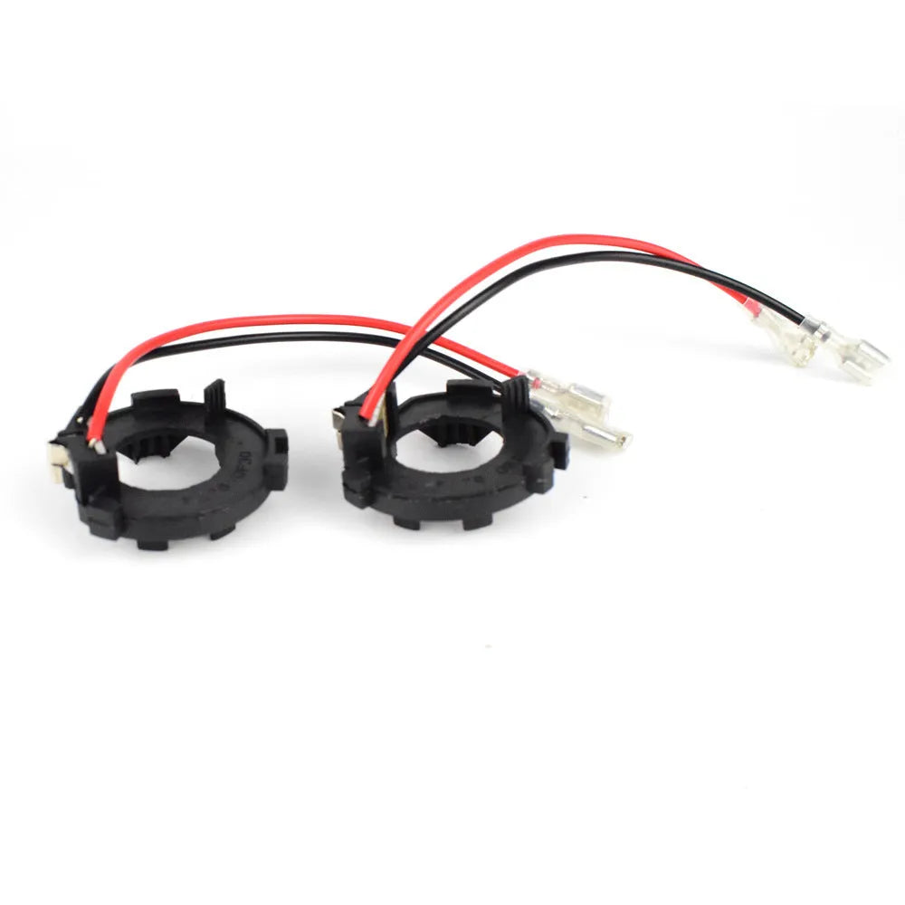 Black H7 LED headlight adapter holder for Volkswagen cars with copper wiring