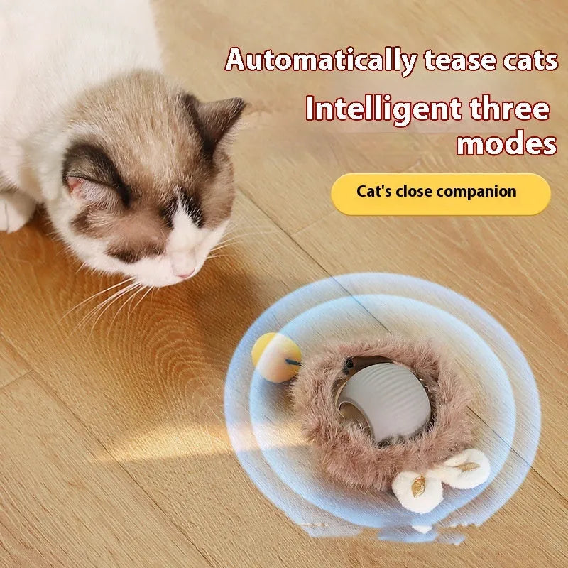 Silicone cat ball toy with optional rope in red, green, or grey plush cat ball colours.