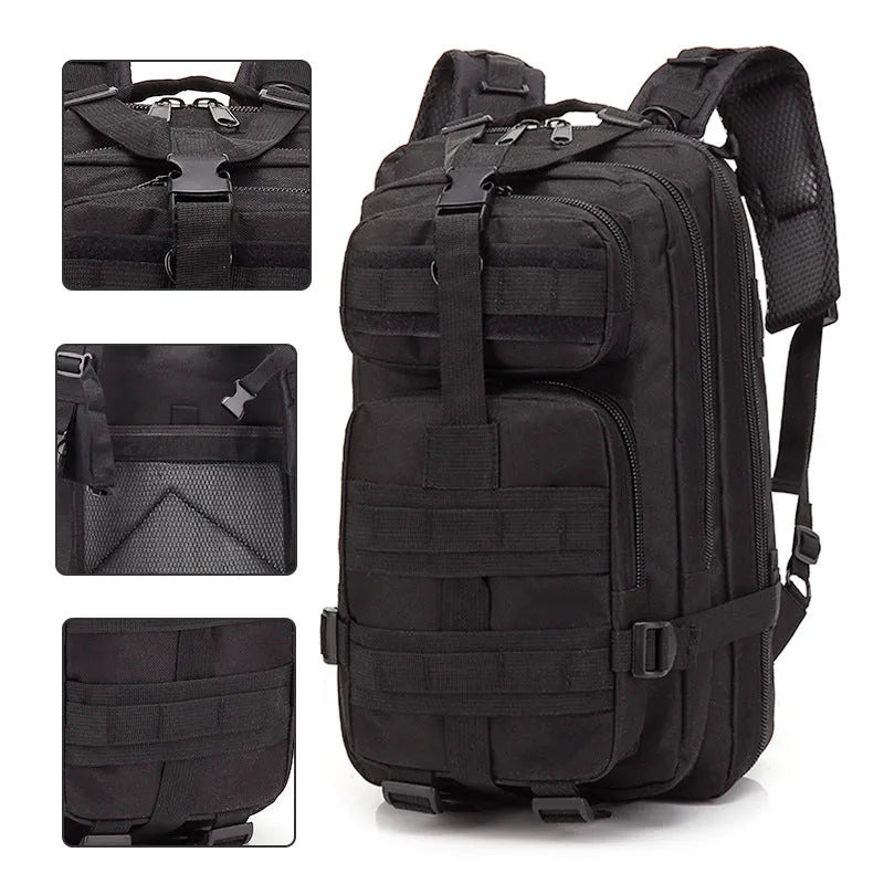 Large khaki Oxford cloth hiking backpack with air pillow belt system, shown for mountaineering use.