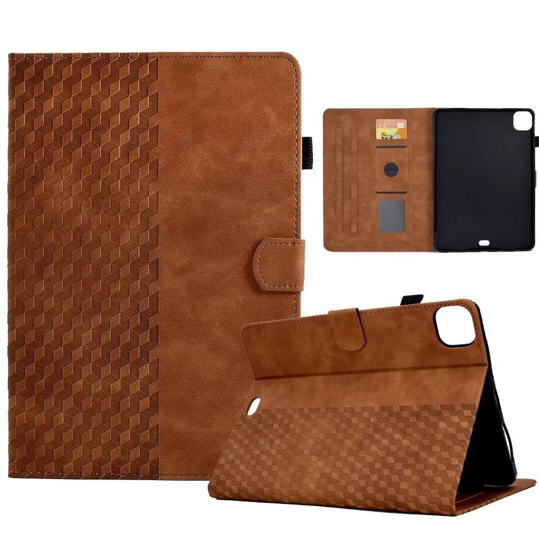 iPad leather case with diamond frosted finish and built-in card holder for iPad Pro 11
