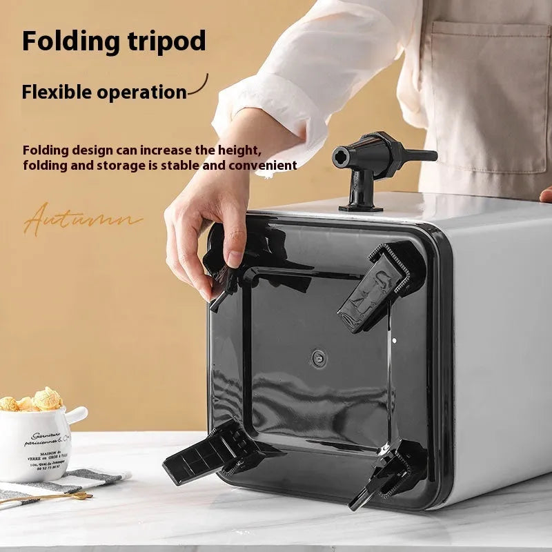 8 litre silver stainless steel square milk tea bucket with lock mechanism for commercial beverage storage
