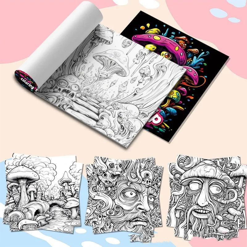 Acid tour colour painting book showing its 200mm length, closed view.