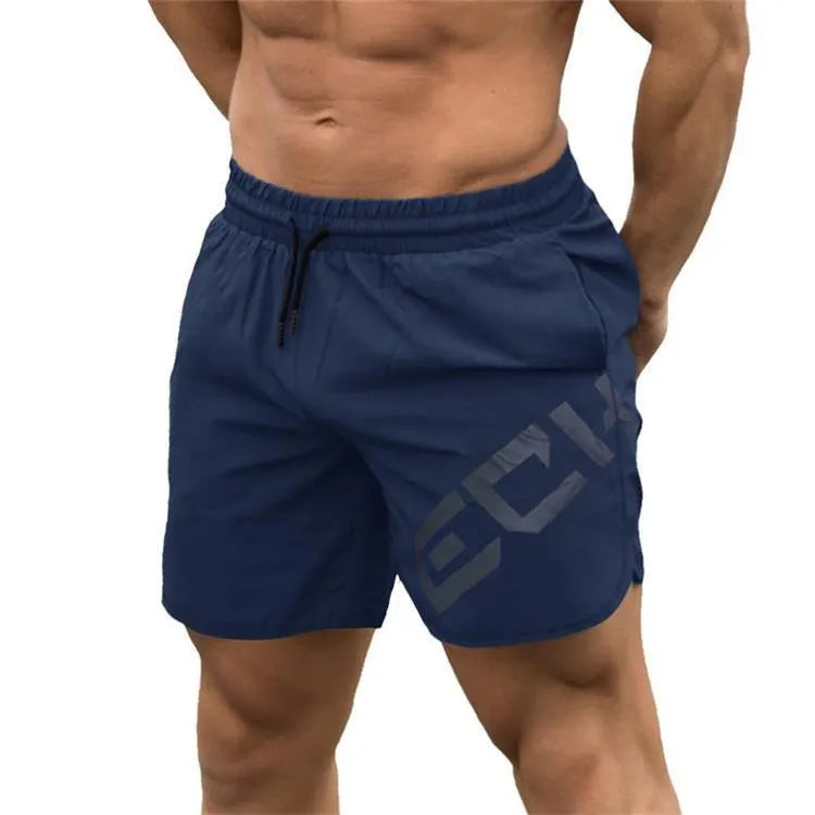 Men's black knee-length training shorts with quick-dry nylon fabric for summer running