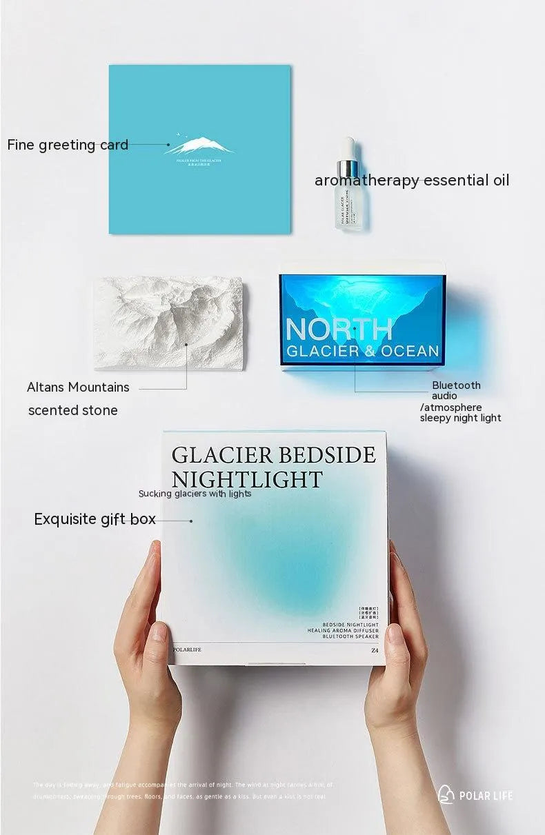 Glacier night light Bluetooth speaker acrylic compact bedside lamp 13.8 x 8.5 cm solid colour