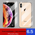 iPhone tempered glass screen protector film for 11 Pro Max, 11, X, XS and XR models with anti-fingerprint front and explosion-proof rear options