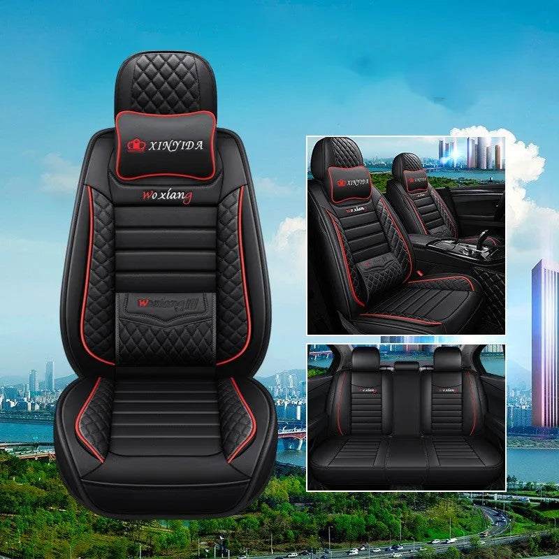 Red leather car seat cushion with high-elasticity sponge filler on a car seat.